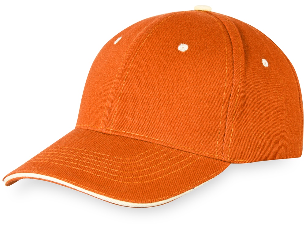 Бейсболка New Castle 6-ти панельная, оранжевый/белый-3