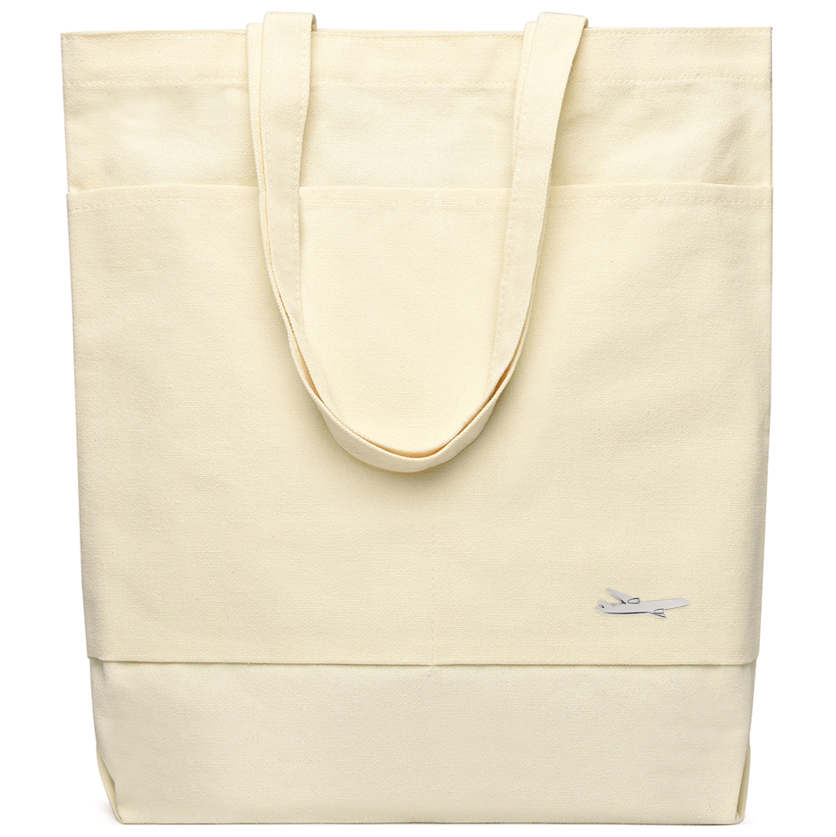 Сумка для покупок JETTA 325 г/м² с шильдом - самолёт, натуральный/шильд самолёт (серебро)-0