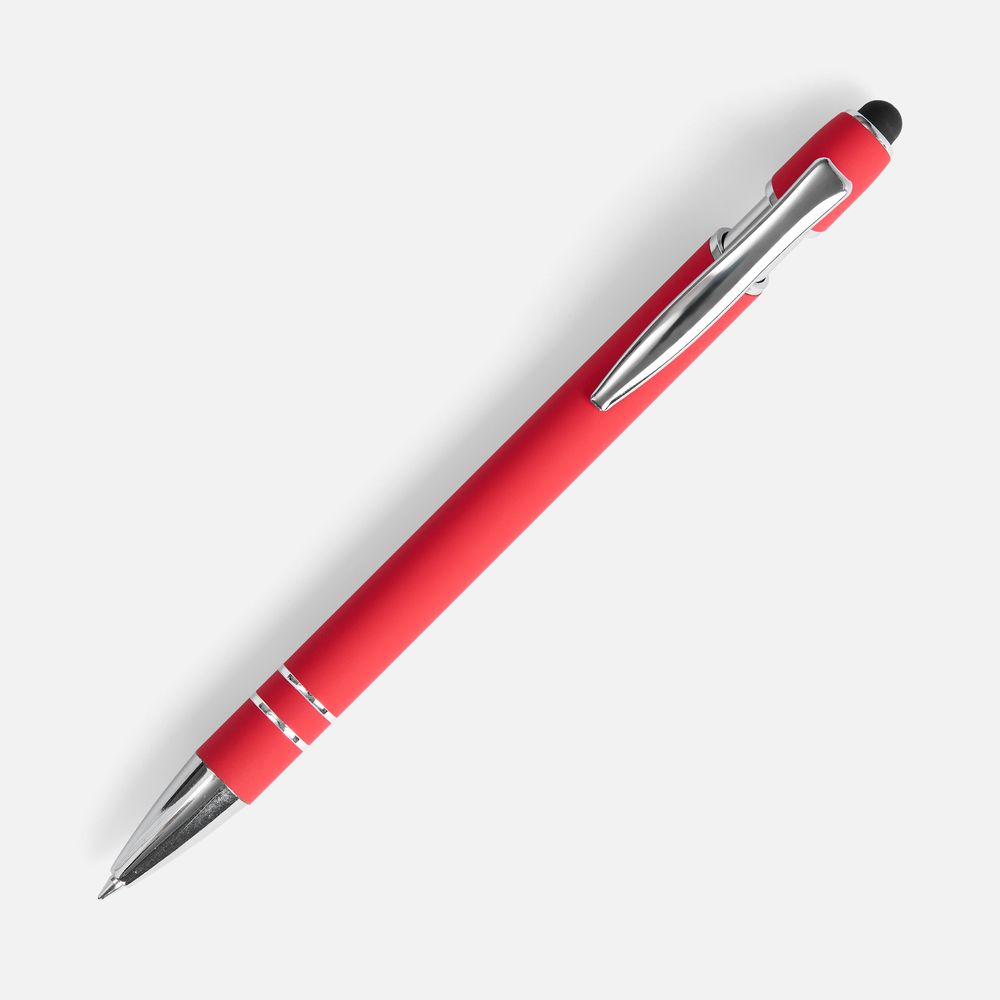 Ручка шариковая Pointer Soft Touch со стилусом, красная-1