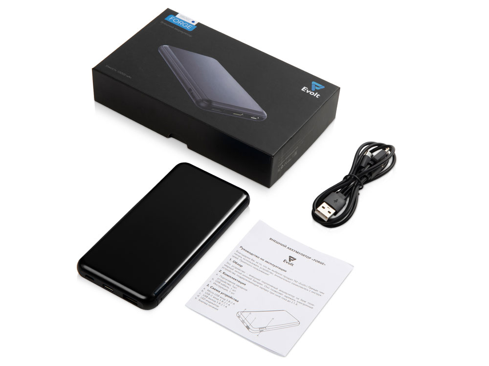 Внешний аккумулятор Forge v.2, металл, 10000mah, черный-6