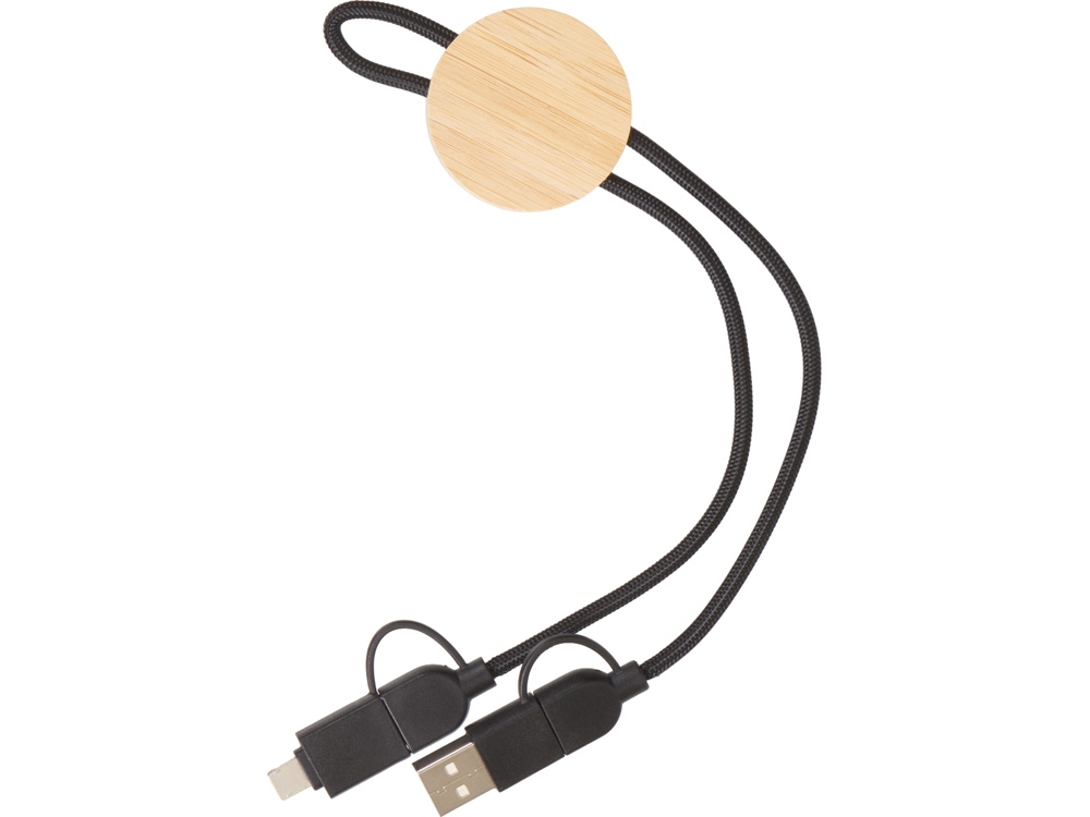 Универсальный зарядный кабель из переработанных ПЭТ и ТПЕ Acalypha, быстрая зарядка 25 Вт, черный-2