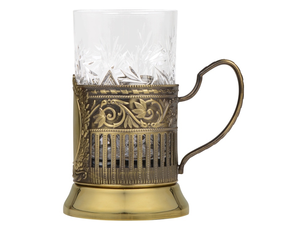 Чайный набор с подстаканником и фарфоровым чайником ЭГОИСТ-Л, золотистый/белый-5