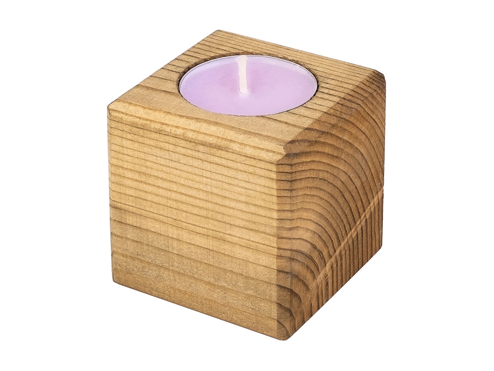 Свеча в декоративном подсвечнике, цв. орех, аром. лаванда-1