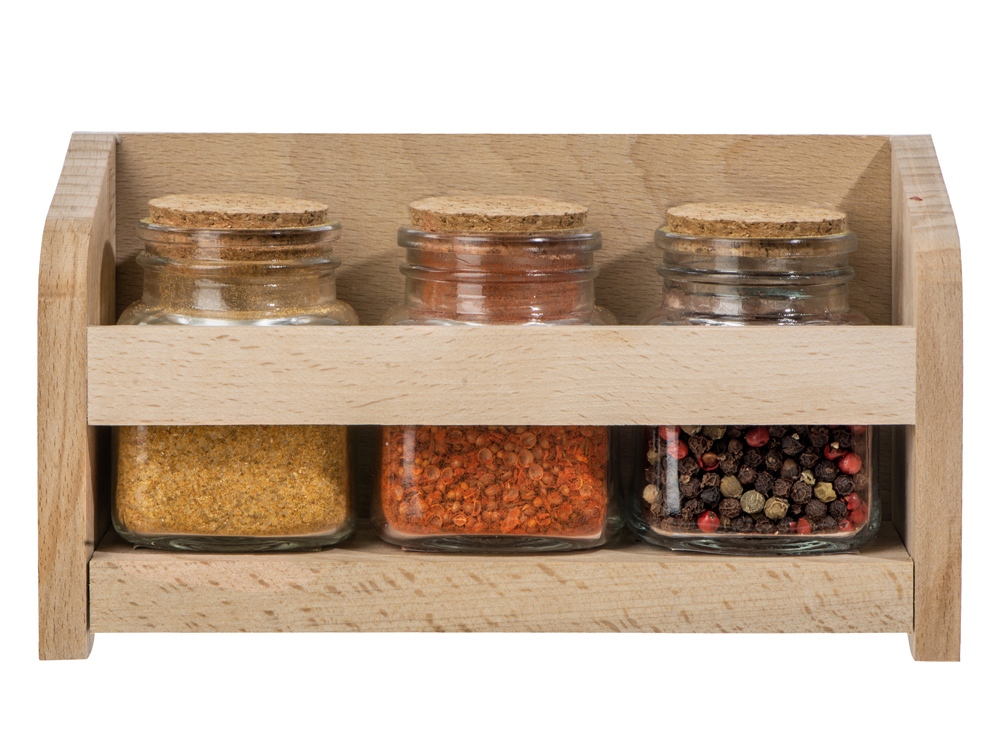 Набор Delicio из трех специй в подставке из бука-2