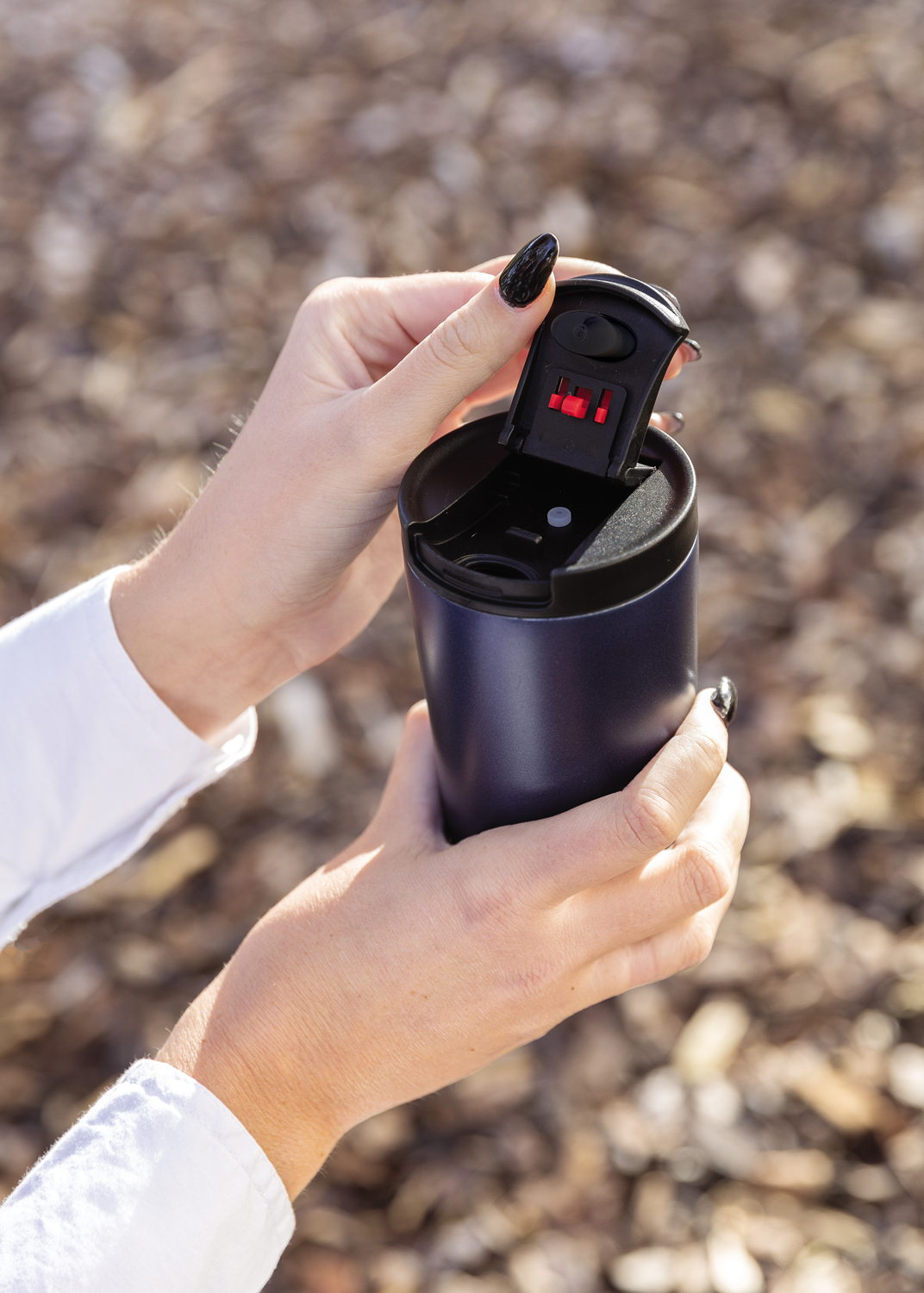 Герметичная вакуумная термокружка с двойными стенками и замком, 300 мл-8