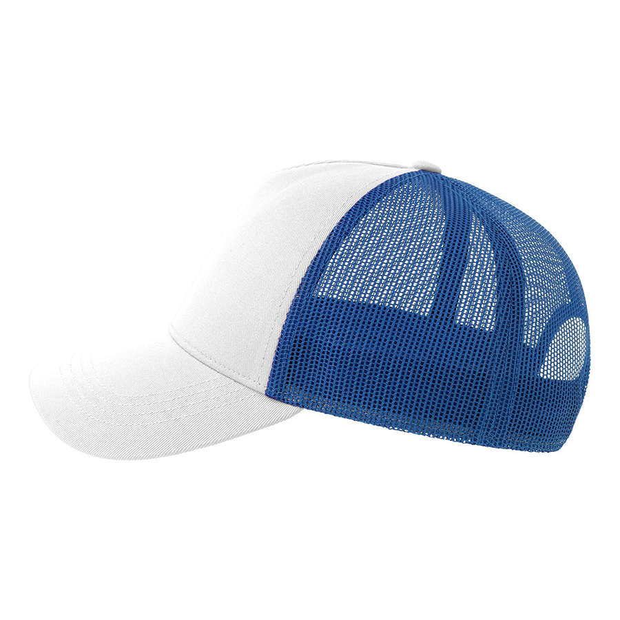 Бейсболка RAPPER COTTON-S, 5 клиньев, пластиковая застёжка, белый, ярко-синий-3