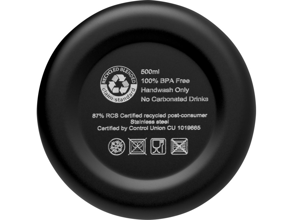 Spring медная бутылка с вакуумной изоляцией, сертифицированная согласно RCS, 500 мл - сплошной черный-4