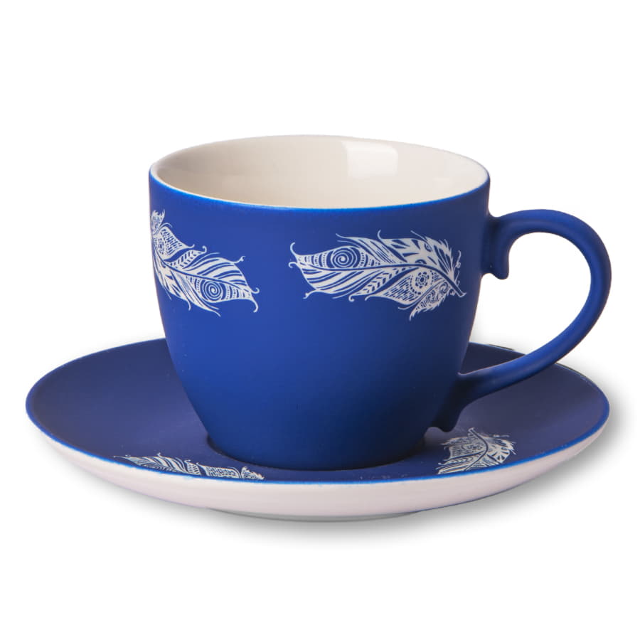 Чайная пара TENDER с прорезиненным покрытием, синий-9