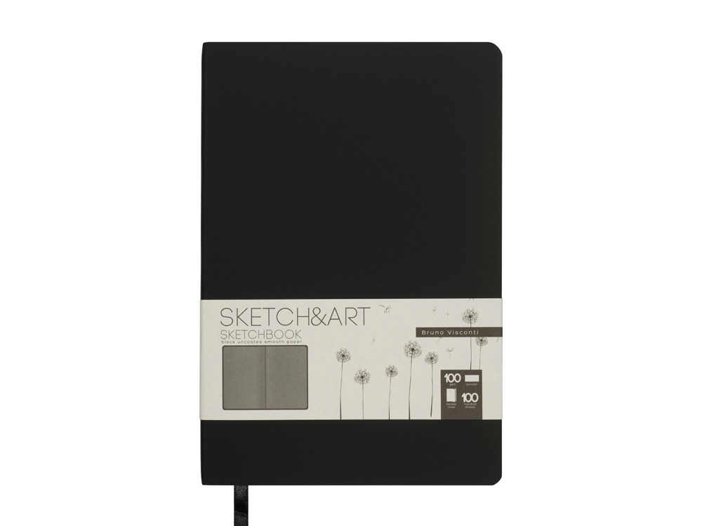 Скетчбук Sketch & Art в мягком переплете 140х210 мм, 100 л. черной бумаги 100 гр., черный-1