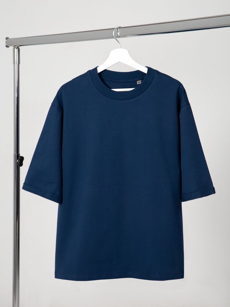 Футболка оверсайз унисекс Kosmos 2.0, темно-синяя-1