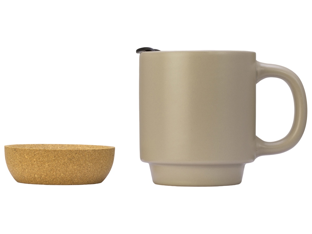 Кружка Denpasar с пробковым дном и крышкой, цветная с двух сторон, бежевый-5