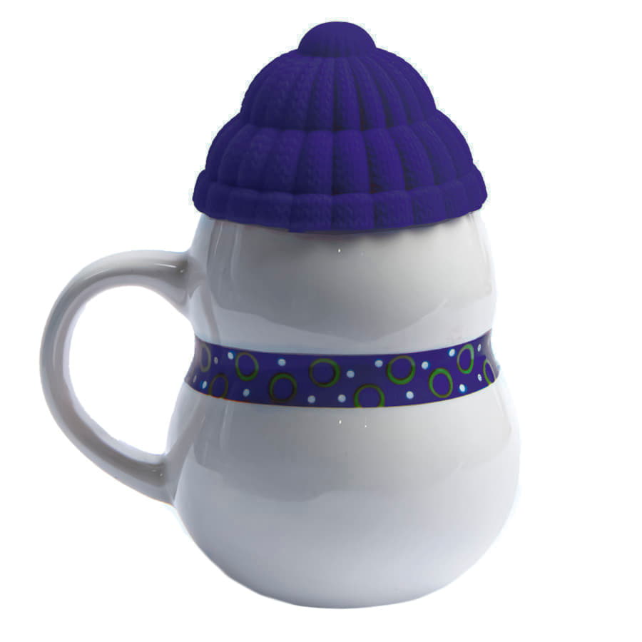 Кружка SNOWMAN с крышкой, белый, синий-1