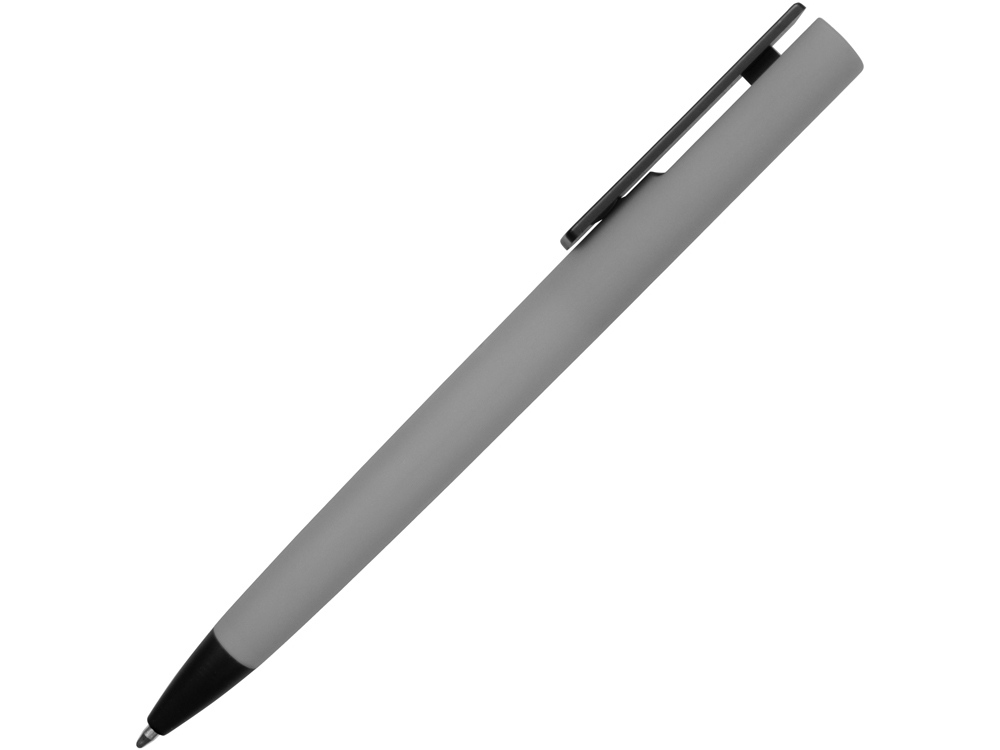 Ручка пластиковая soft-touch шариковая Taper, серый/черный-2