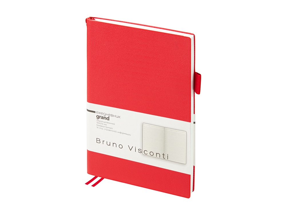 Ежедневник недатированный А5 Grand, красный-0