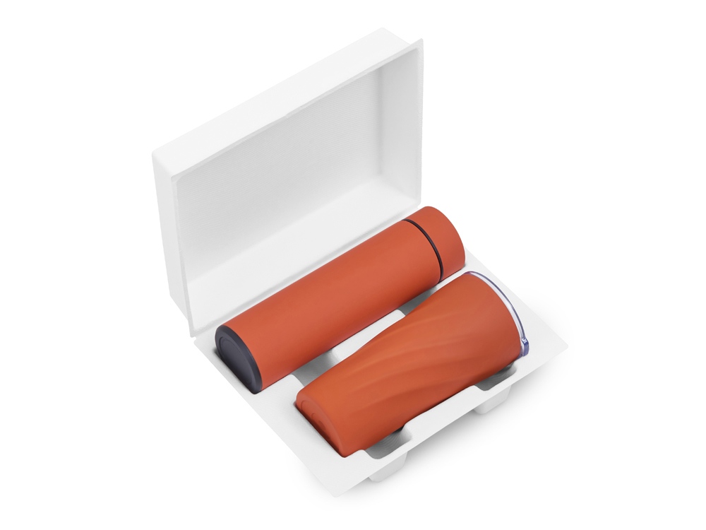 Подарочный набор FAMILY с термосом и термокружкой, оранжевый-1