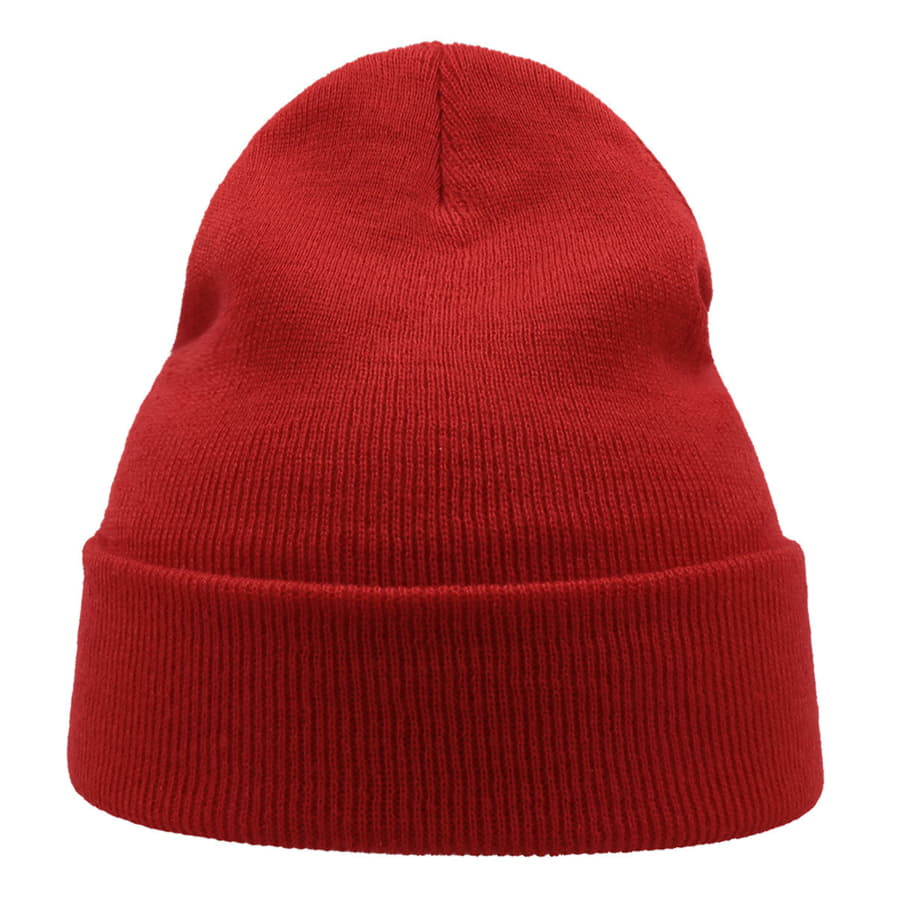 Шапка вязаная  двойная Wind с отворотом, красная вишня-1