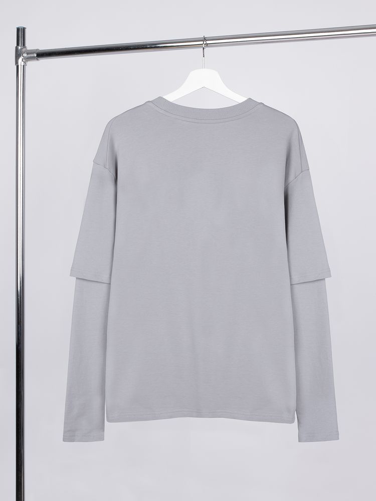 Футболка оверсайз с двойным рукавом Kosmos, светло-серая-1