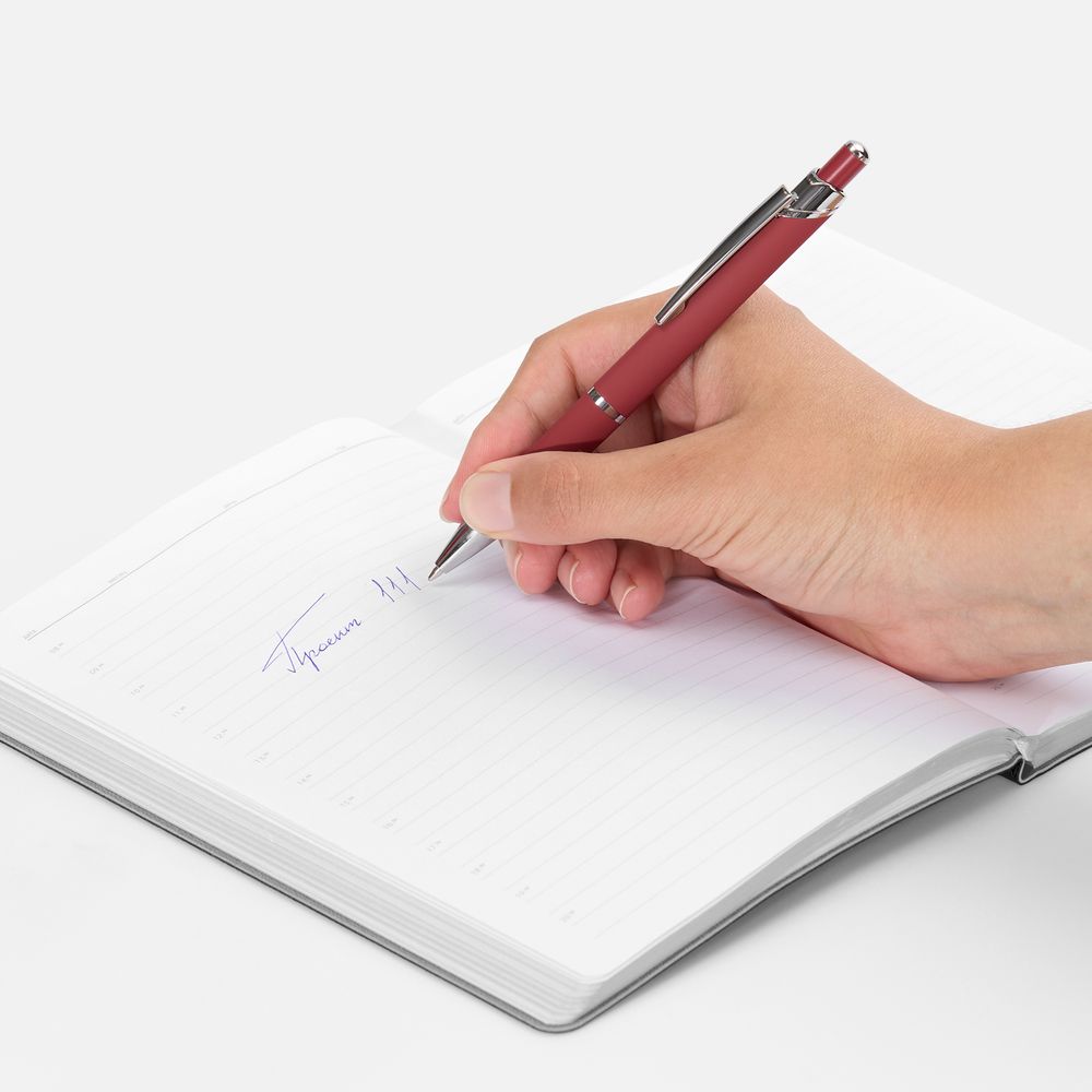 Ручка шариковая Chromos Soft Touch, красная-2