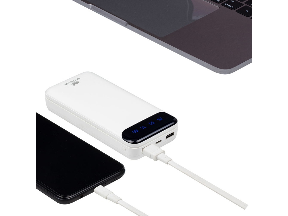 RIVACASE VA2280 (20000mAh) с дисплеем, белый, внешний аккумулятор /24-15