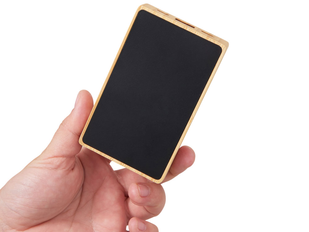 Внешний аккумулятор с подсветкой лого Reedia S2, 5000 mAh, бамбук, черный-7