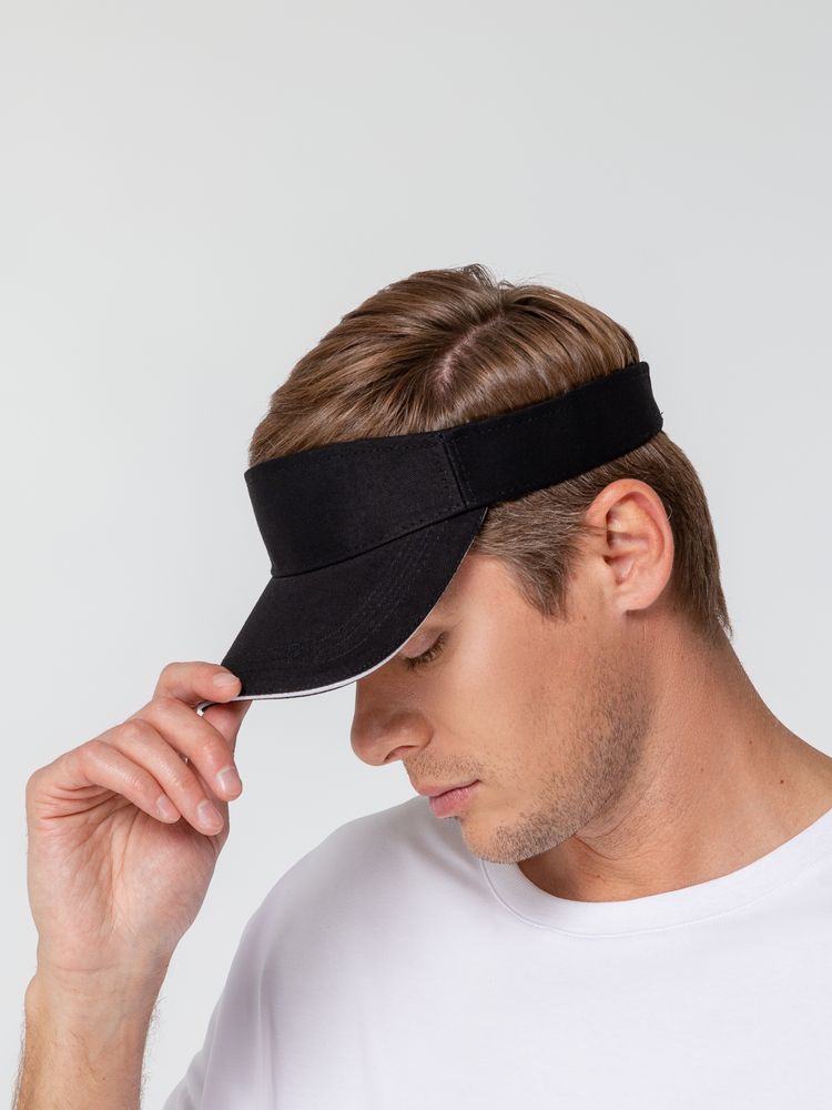 Козырек Active, черный с белым кантом-3