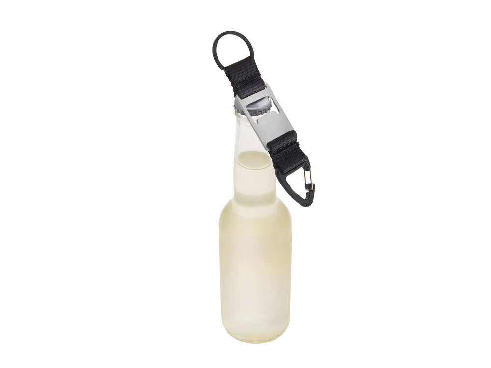 Брелок-ремувка с открывашкой и карабином Champion, черный-3