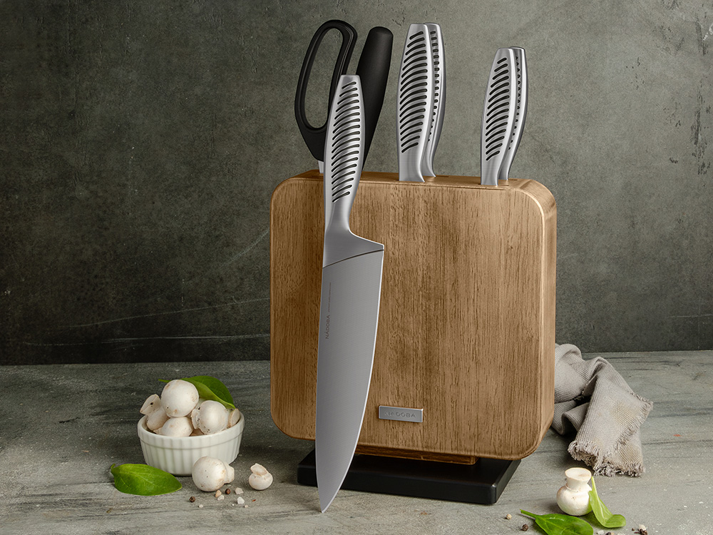 Набор кухонных ножей с блоком, NADOBA, серия VERA-3