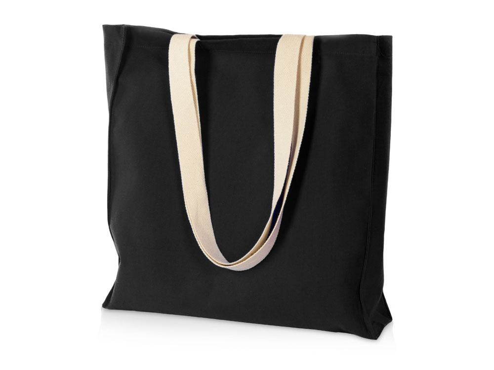 Сумка Donny из хлопка с донной складкой и парусиновыми ручками, черный-0