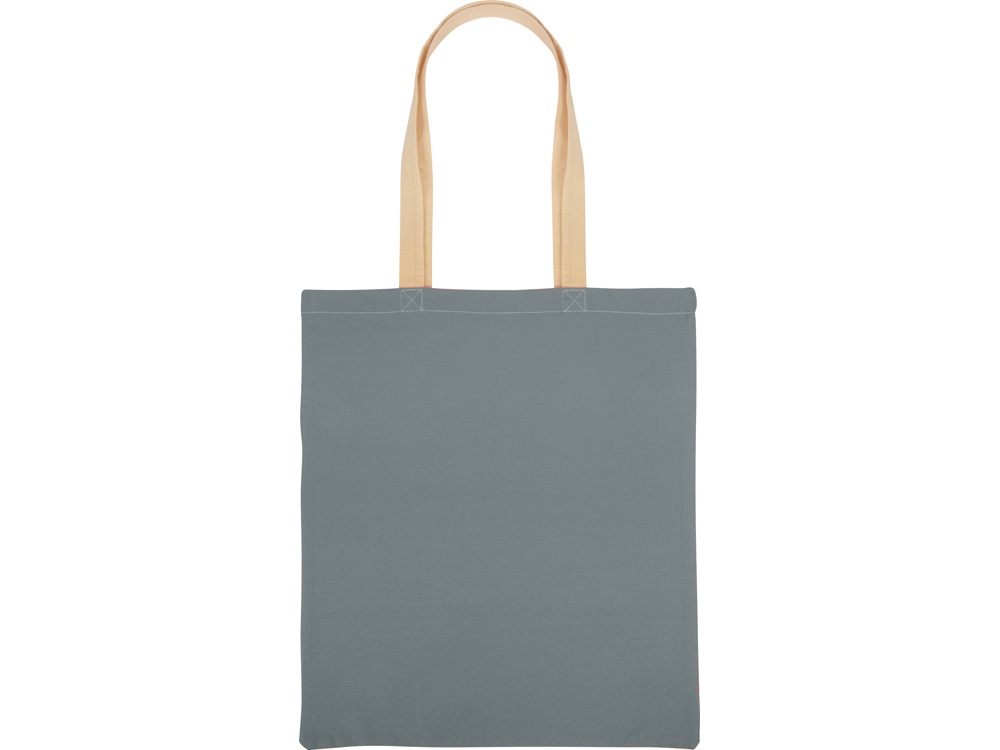 Сумка для шопинга Twin двухцветная из хлопка, 180 г/м2, серый/натуральный-5