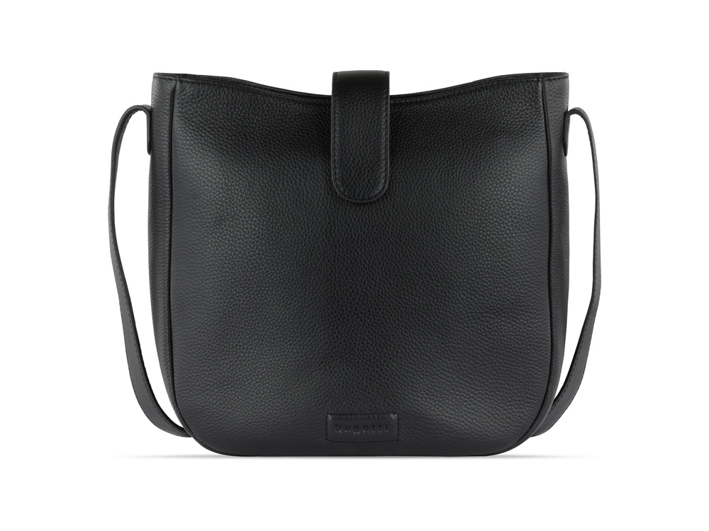 Сумка женская BUGATTI Elsa, чёрная, воловья кожа/полиэстер, 29х8х27 см-1