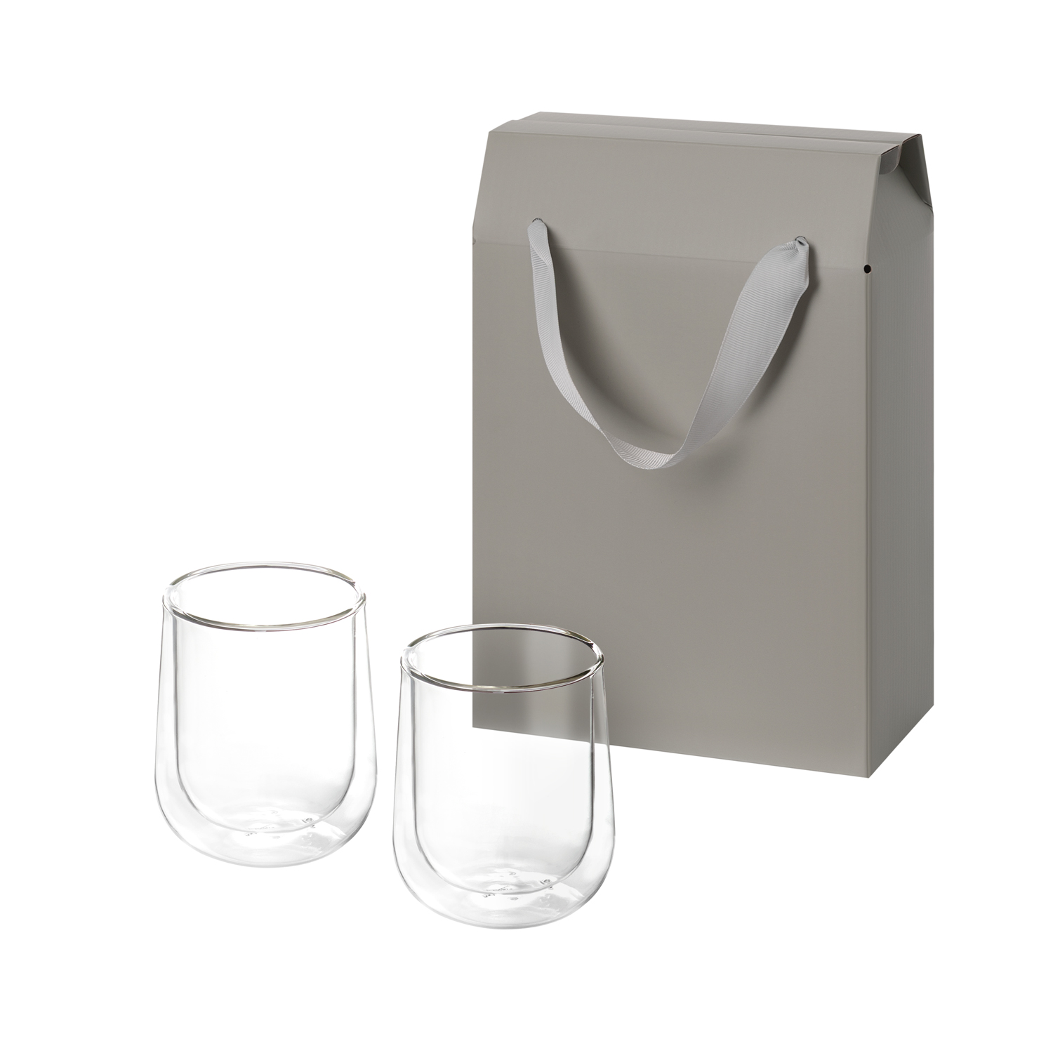 Подарочный набор 2 стеклянных стакана Лунго (Lungo) в коробке-пакете-0