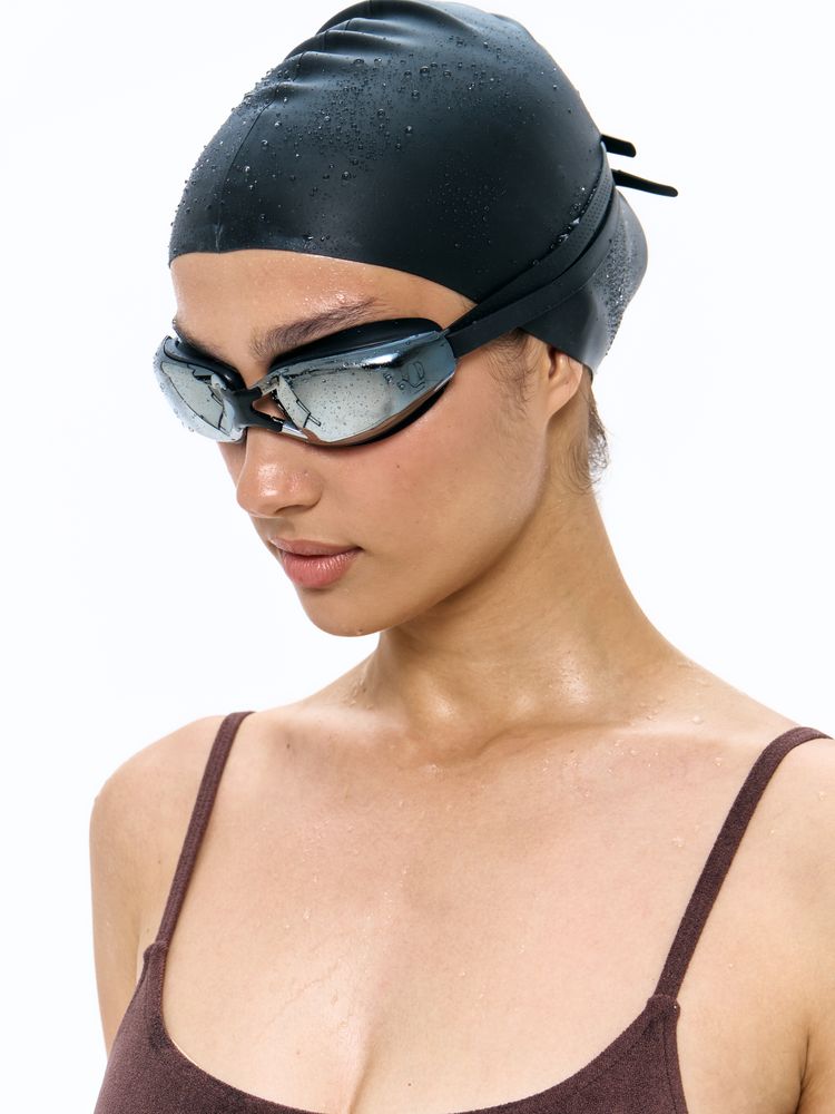 Очки для плавания зеркальные Underwater, черные-4