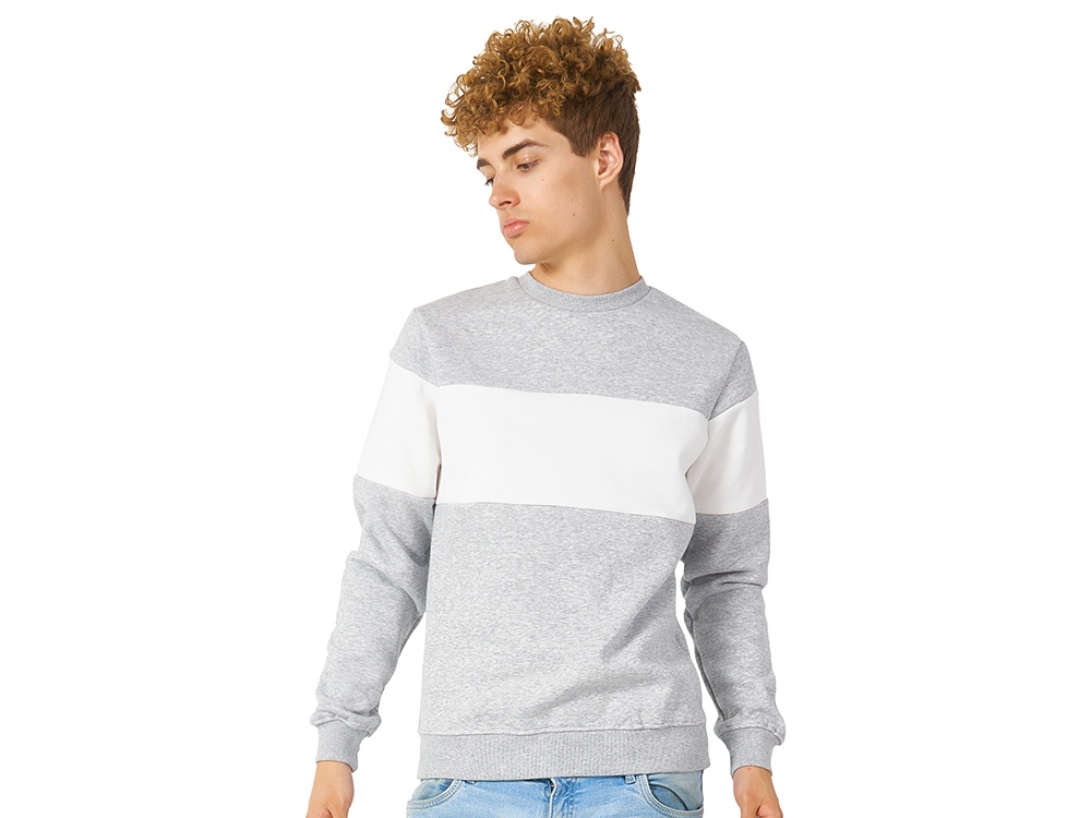 Свитшот блокинг Edinburgh, серый меланж/белый, мужской-0