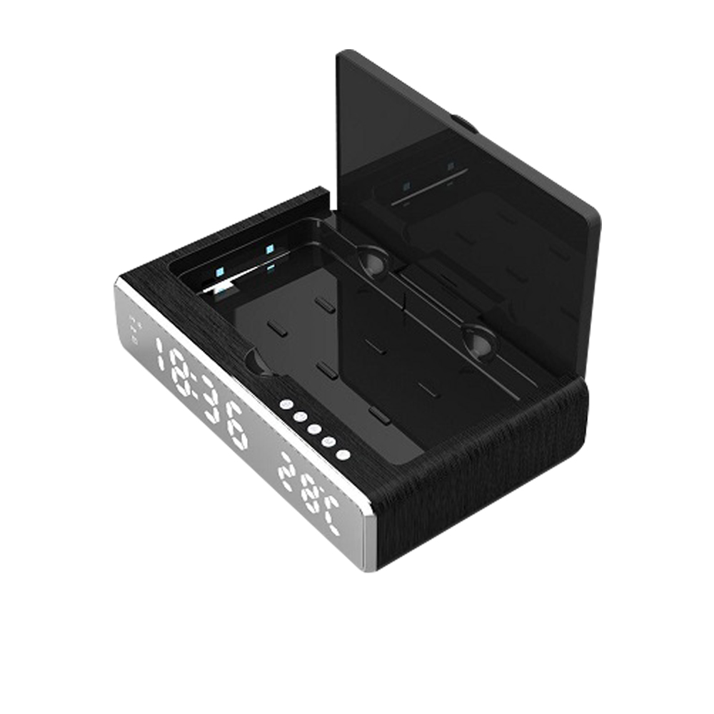 Часы электронные Boxxuv настольные с УФ стерилизатором, Черный-2