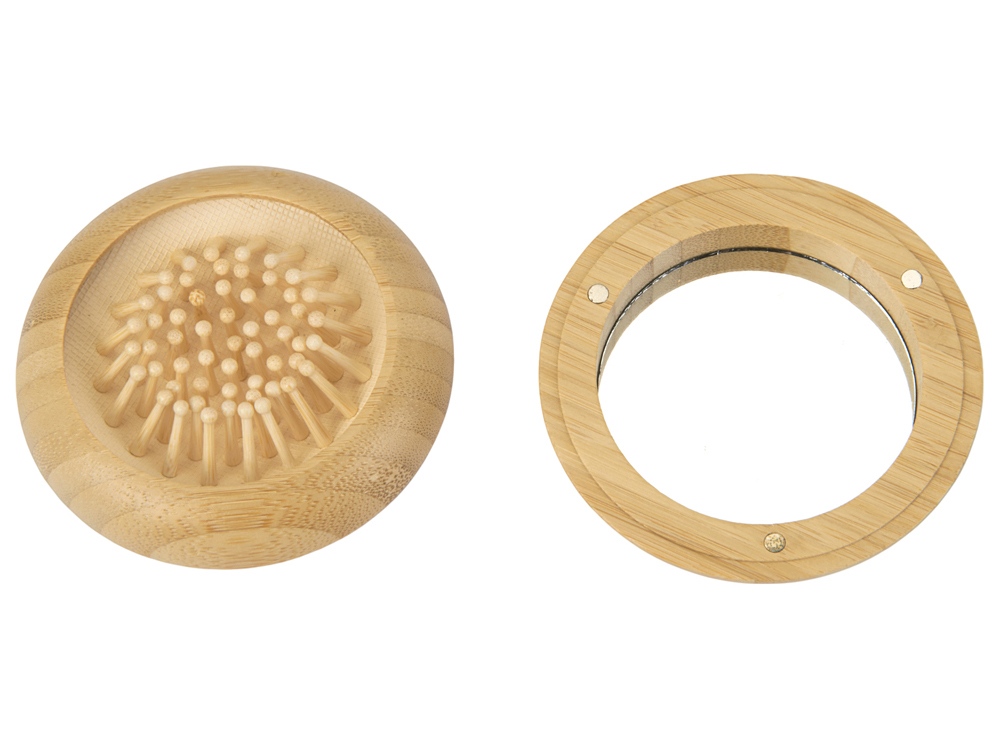 Расческа с зеркалом из бамбука Daisy, натуральный-6