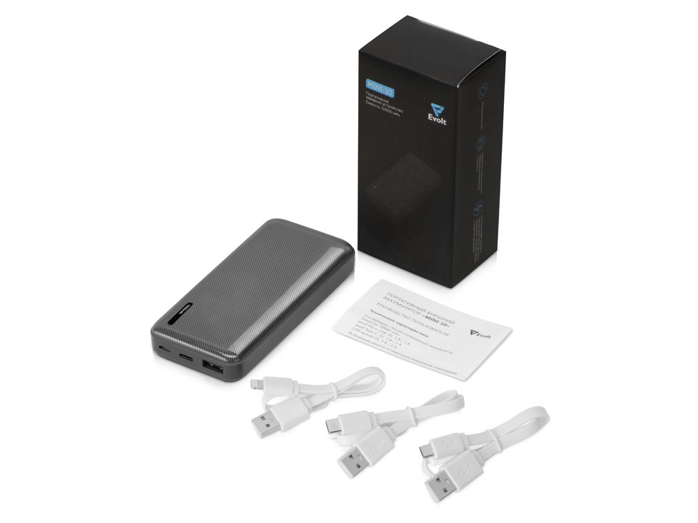 Внешний аккумулятор Evolt Mini-10, 10000 mAh, серый-2