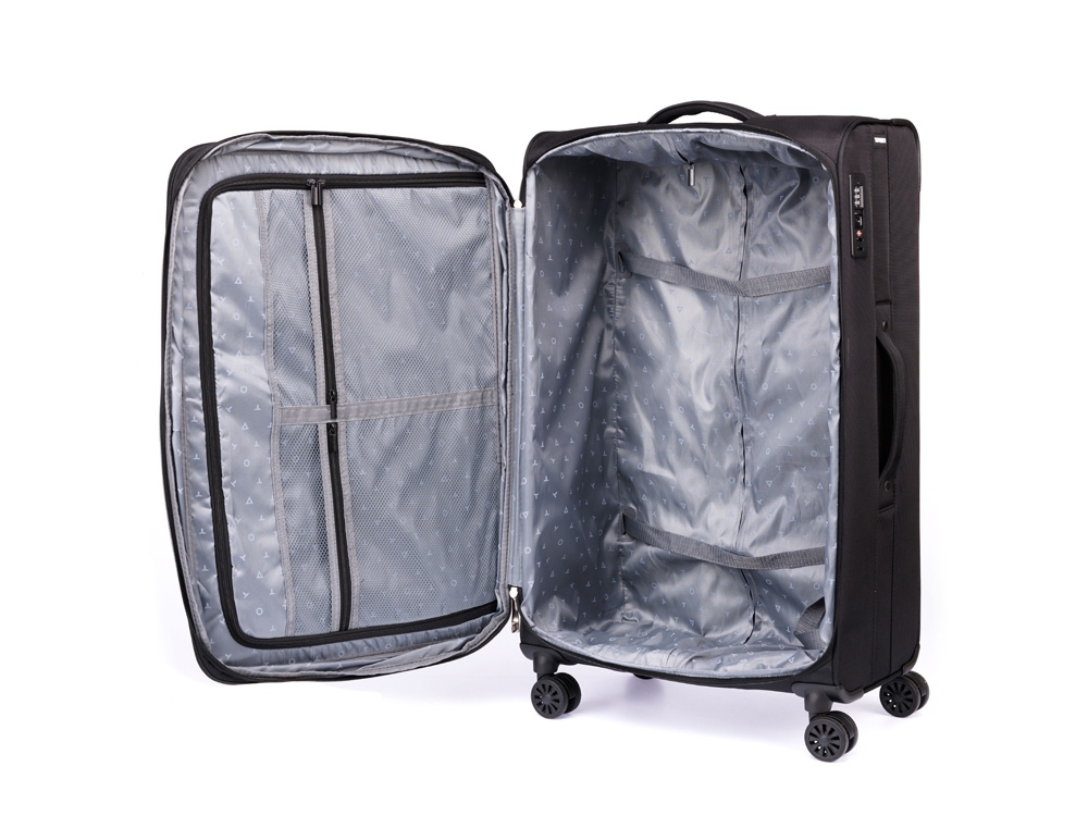 Чемодан TORBER Brosno, чёрный, нейлон 600D, 48 х 22 х 78 см, 85 л-3