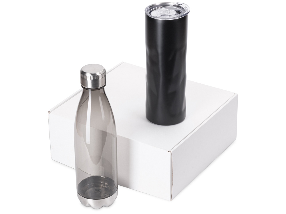 Подарочный набор с термокружкой и бутылкой Water cross, черный-0