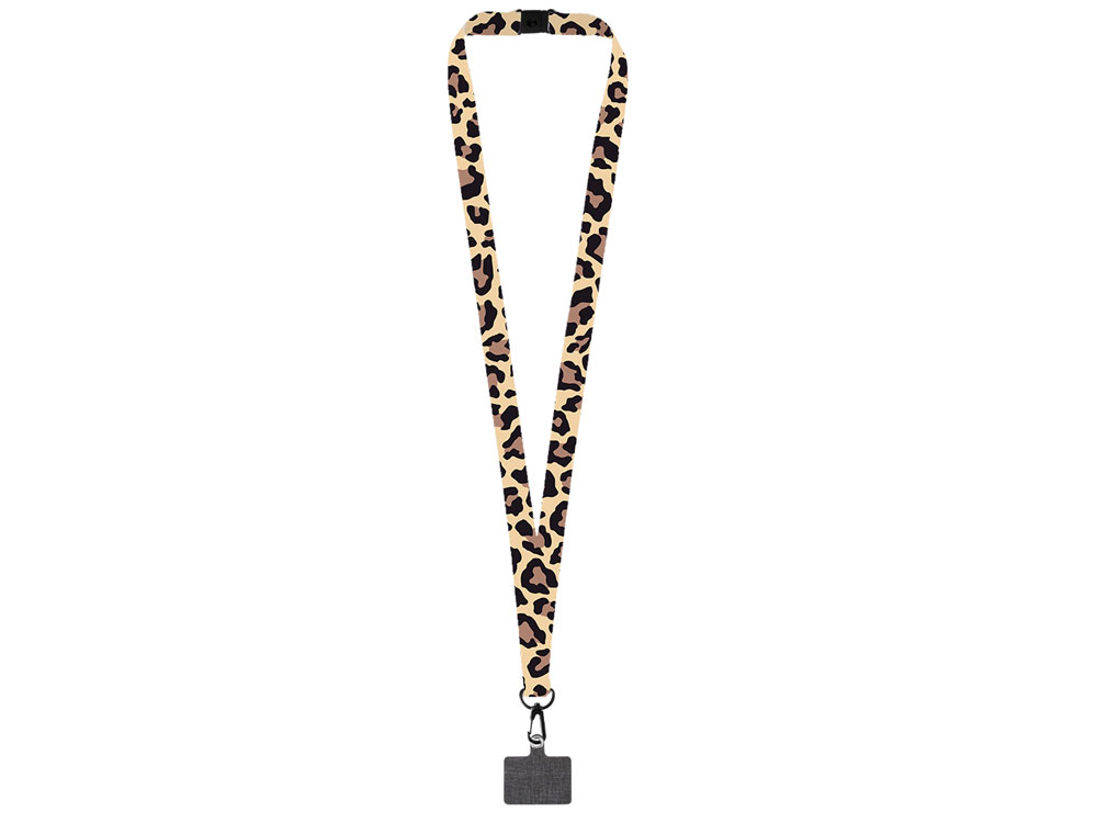 Ланъярд 2 см под сублимацию с трендовым карабином, замком обрыва и большим держателем для телефона из ПЭ, черный-2