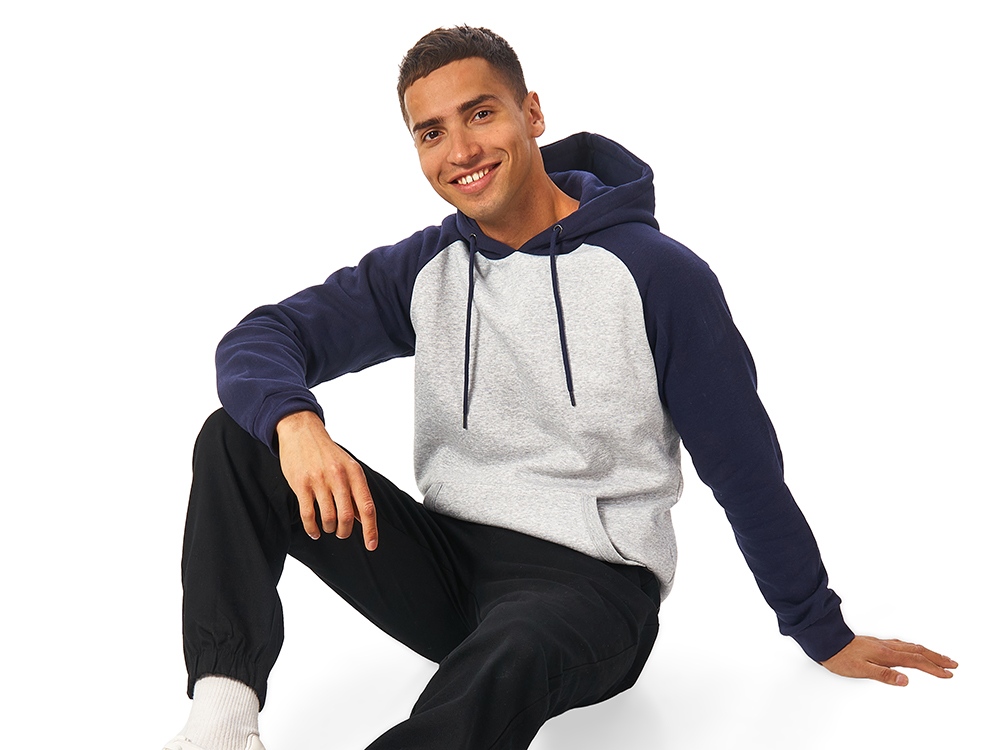 Толстовка с капюшоном Dublin мужская, темно-синий/серый меланж-1