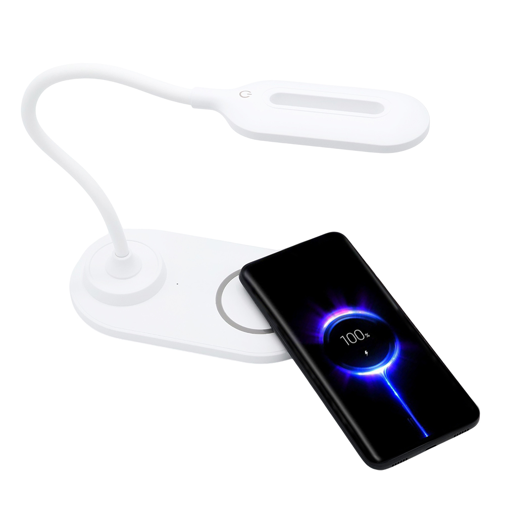 Настольная лампа с беспроводной зарядкой Duos, Белый-5