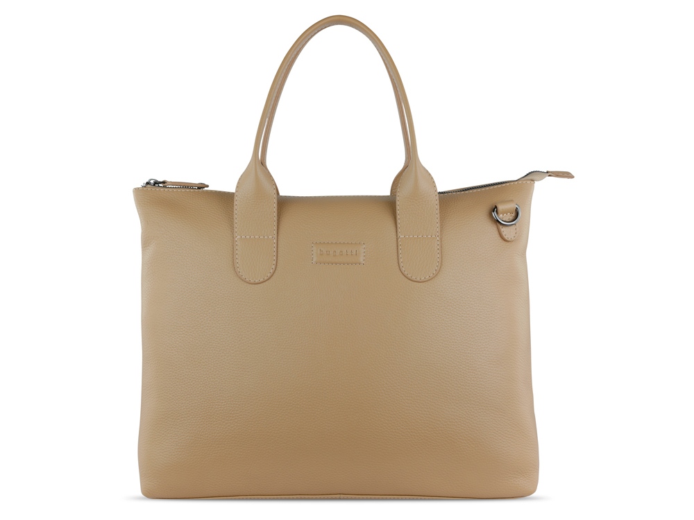 Сумка-шоппер BUGATTI Elsa, песочного цвета, воловья кожа/полиэстер, 46х11х31,5 см-1