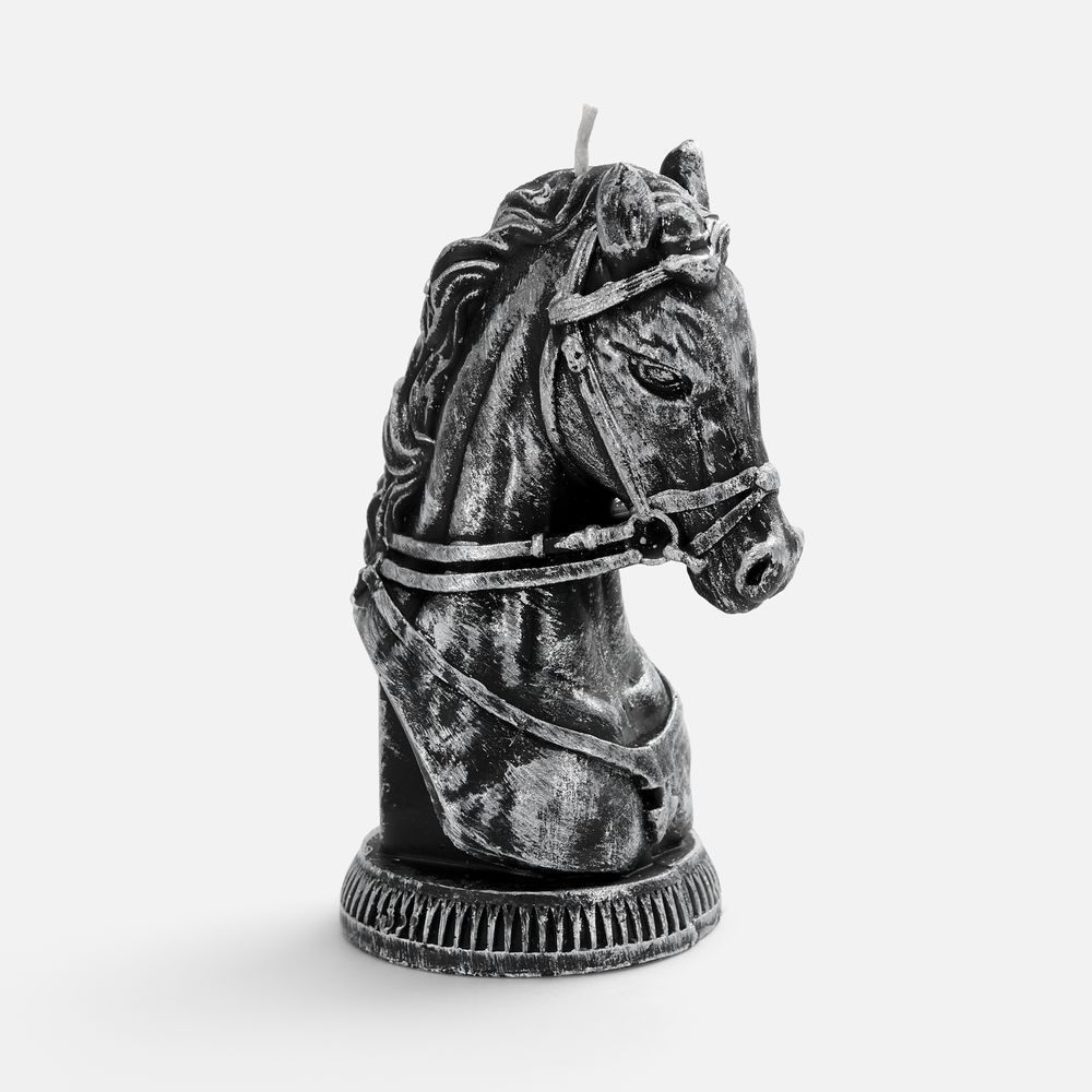 Свеча фигурная «Бюст лошади», серебристая-1