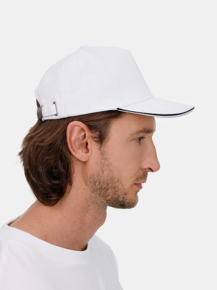 Бейсболка Long Beach, белая с темно-синим-6