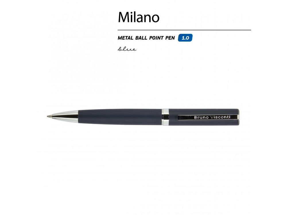 Ручка шариковая автоматическая BrunoVisconti® MILANO цвет корпуса синий, 1 мм-1