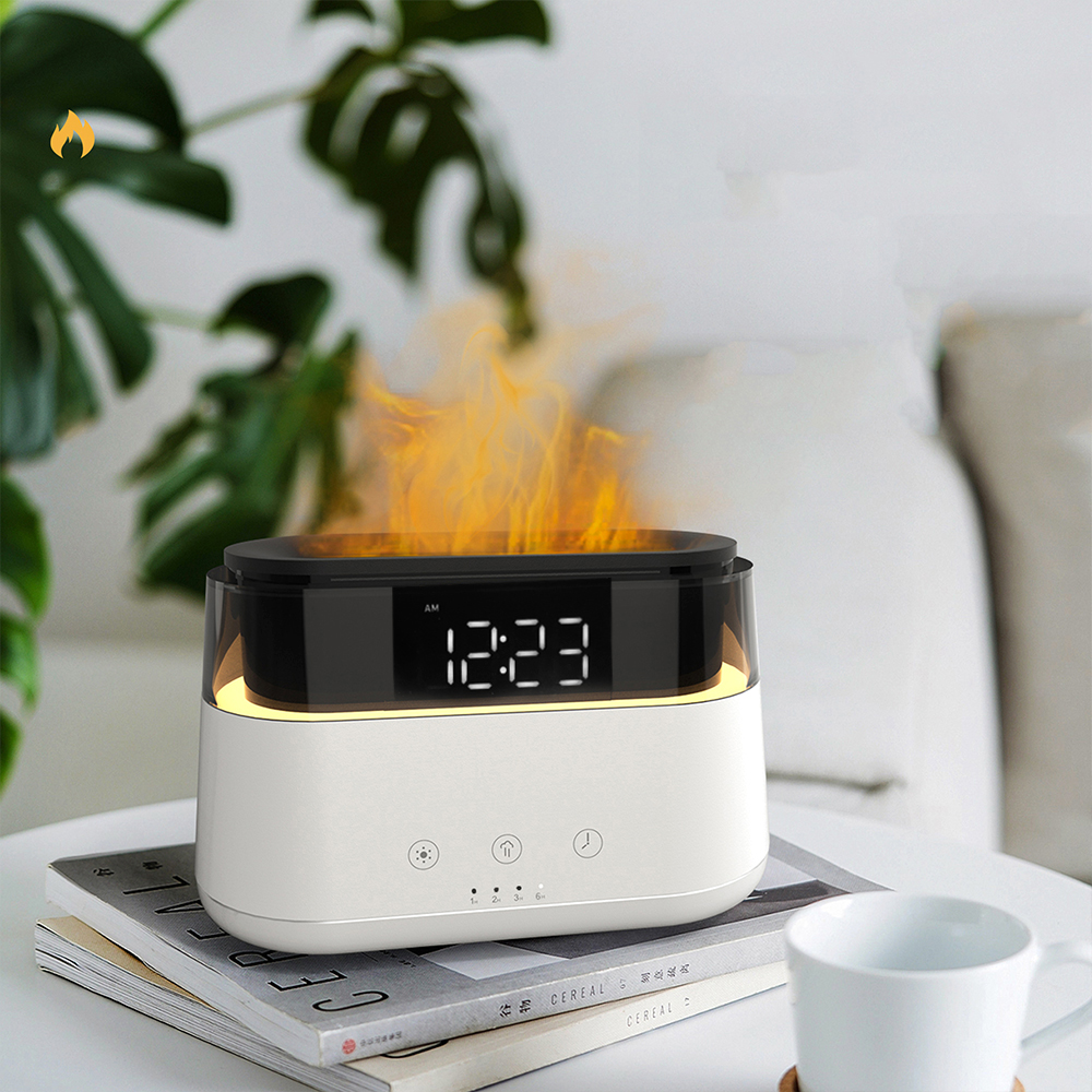 Светодиодный USB увлажнитель-ароматизатор Brava с часами с RGB подсветкой, Белый-6