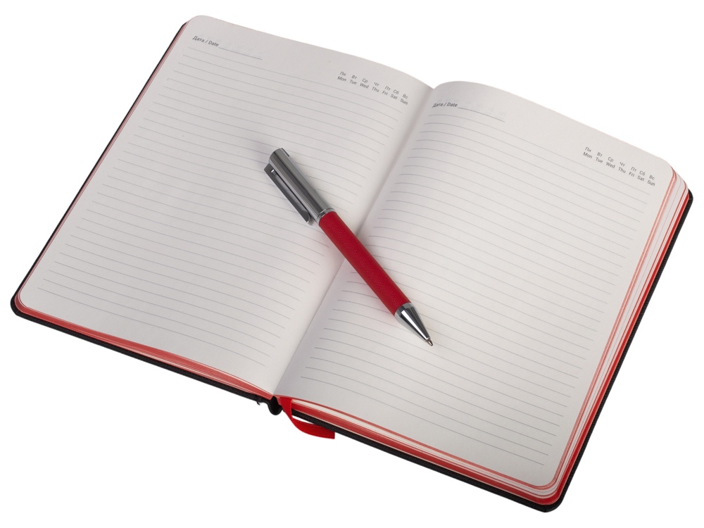 Бизнес блокнот Bossy с ручкой, черный и красный-4