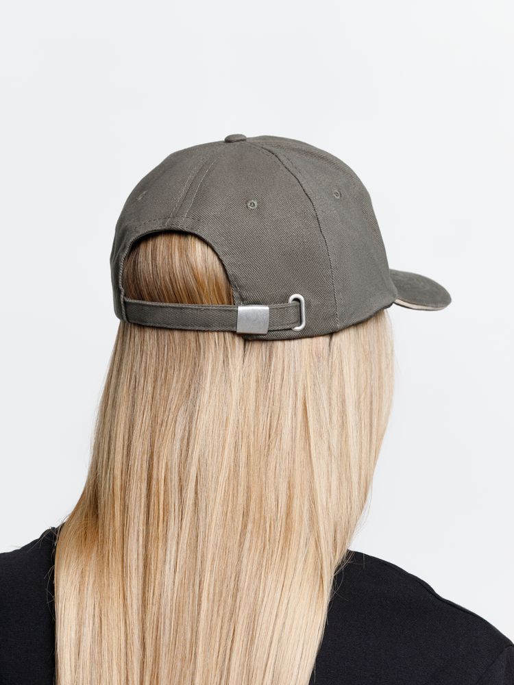 Бейсболка Long Beach, хаки с бежевым-5