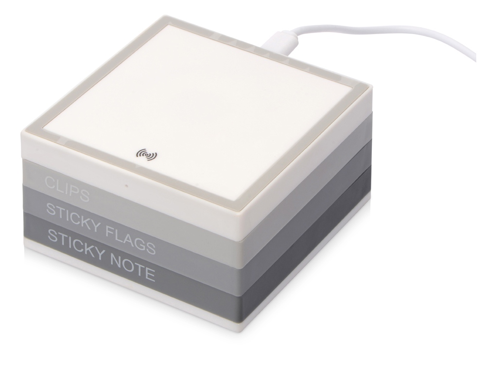 Настольный органайзер с функцией беспроводной зарядки, белый-6