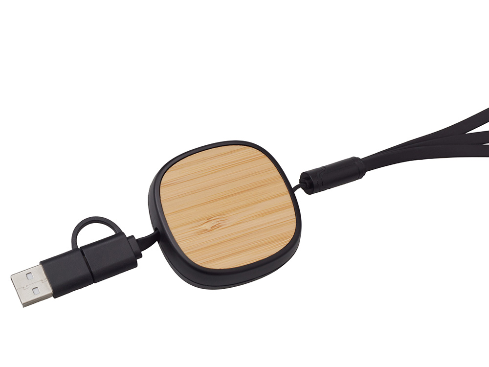 Универсальный кабель с ретрактором 3-в-1 Retrax, черный-2